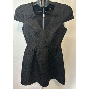 MM Couture Moody Glam Black Holiday Evening Dress,‎ Size Small, Embossed Design